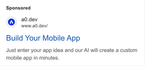 An ad a0.dev is running