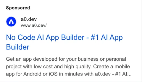 An ad a0.dev is running