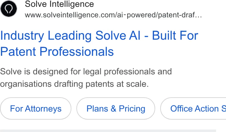An ad Solve Intelligence is running