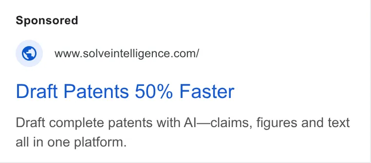 An ad Solve Intelligence is running