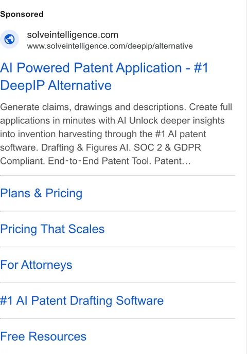 An ad Solve Intelligence is running