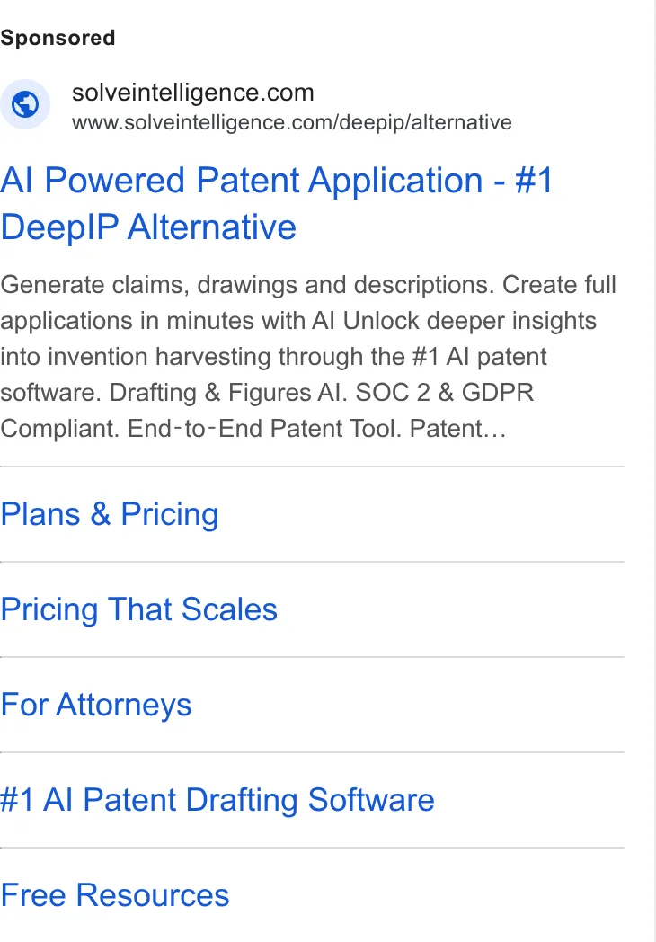 An ad Solve Intelligence is running