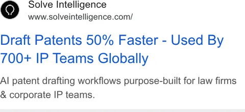 An ad Solve Intelligence is running