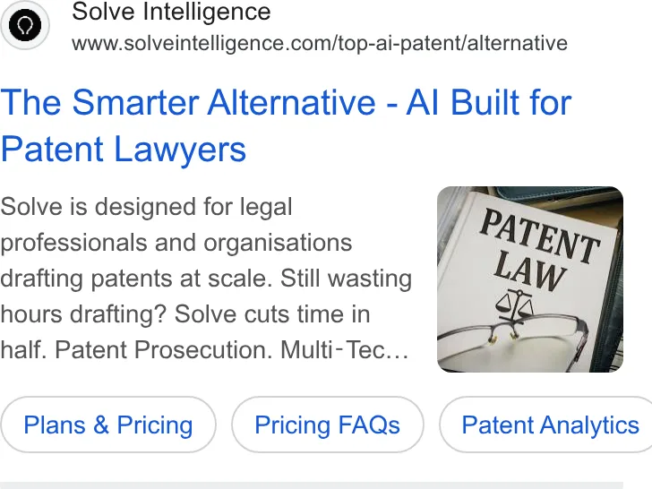 An ad Solve Intelligence is running