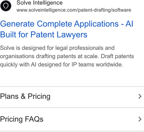 An ad Solve Intelligence is running