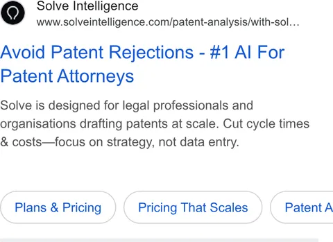 An ad Solve Intelligence is running