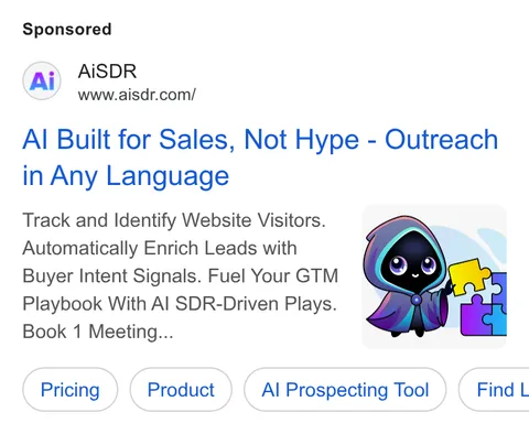 An ad AI SDR is running
