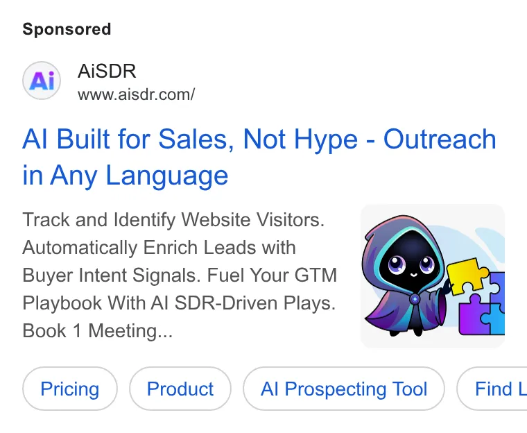 An ad AI SDR is running