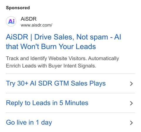 An ad AI SDR is running