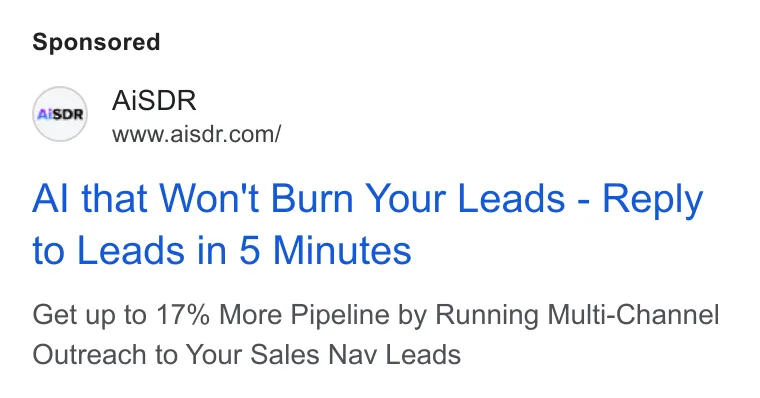 An ad AI SDR is running