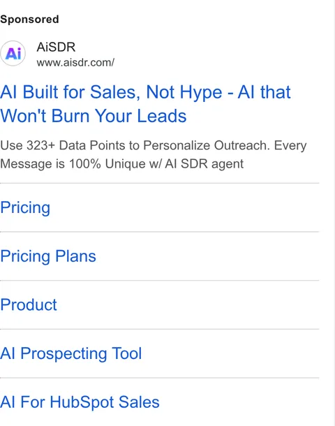 An ad AI SDR is running