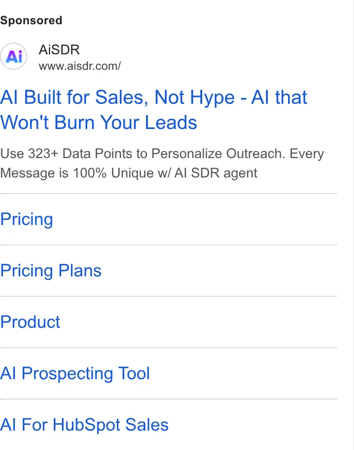 An ad AI SDR is running
