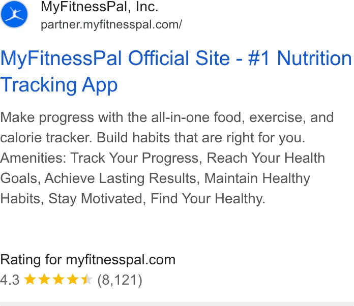 An ad MyFitnessPal is running