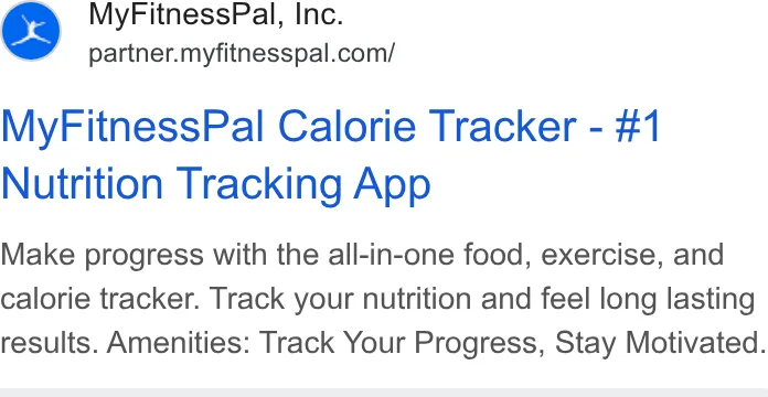 An ad MyFitnessPal is running