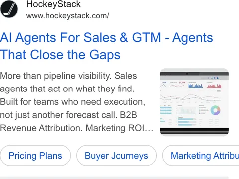 An ad HockeyStack is running