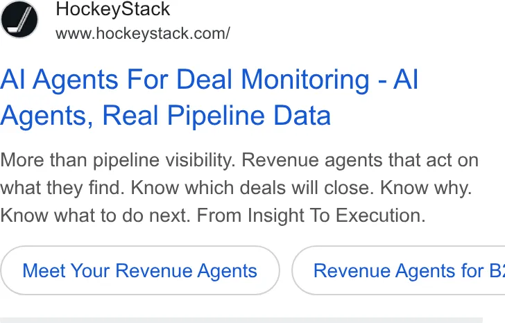 An ad HockeyStack is running