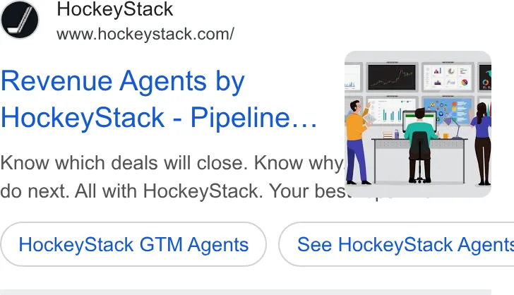 An ad HockeyStack is running