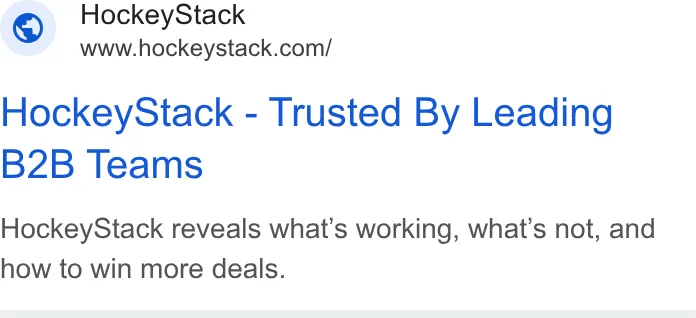 An ad HockeyStack is running