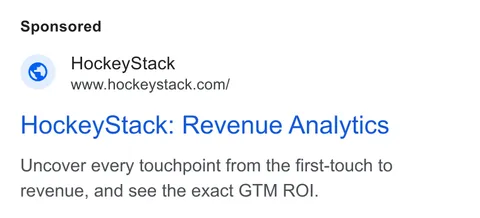 An ad HockeyStack is running