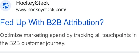 An ad HockeyStack is running
