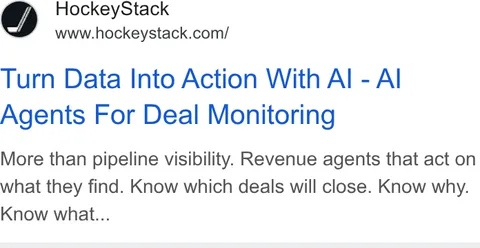 An ad HockeyStack is running