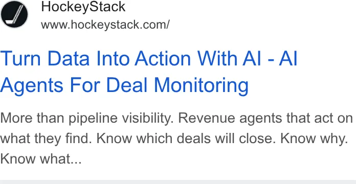 An ad HockeyStack is running