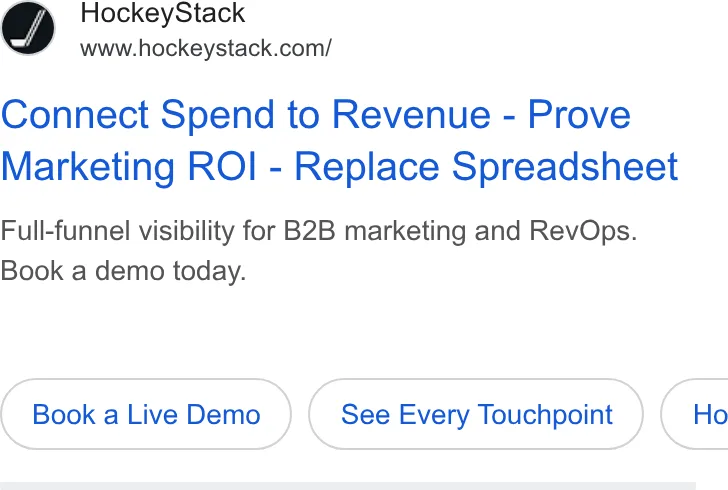 An ad HockeyStack is running