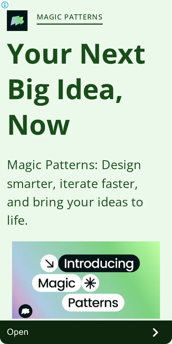 An ad Magic Patterns is running