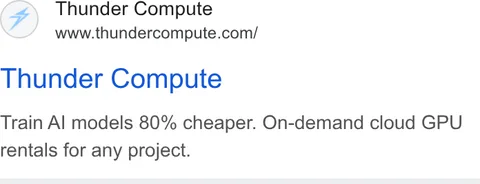 An ad Thunder Compute is running