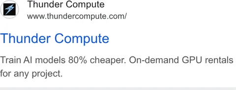 An ad Thunder Compute is running