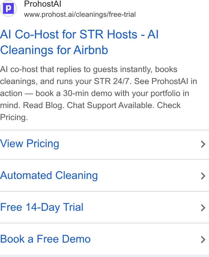 An ad Prohost is running
