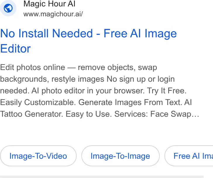 An ad Magic Hour is running