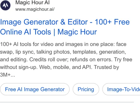 An ad Magic Hour is running