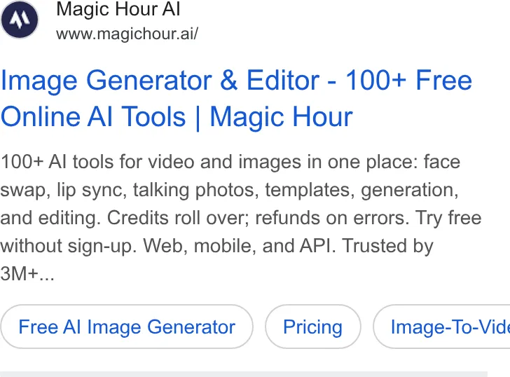An ad Magic Hour is running