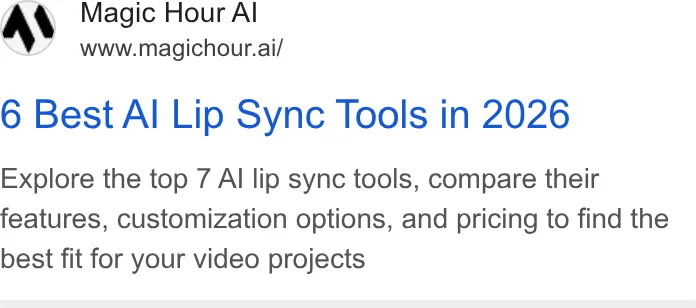 An ad Magic Hour is running