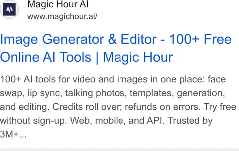 An ad Magic Hour is running