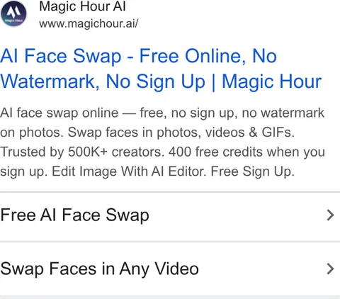 An ad Magic Hour is running