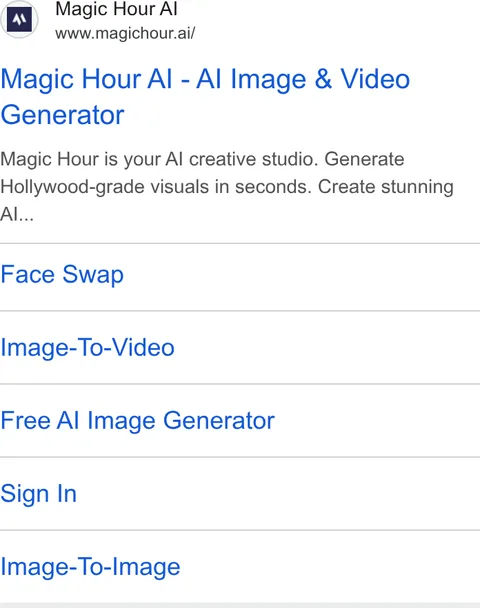 An ad Magic Hour is running