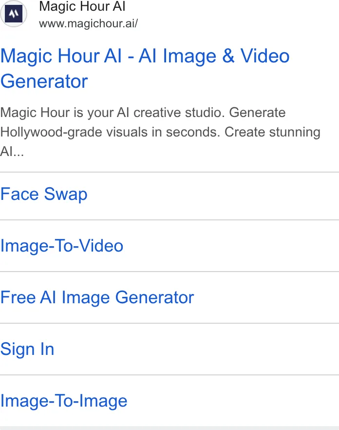 An ad Magic Hour is running