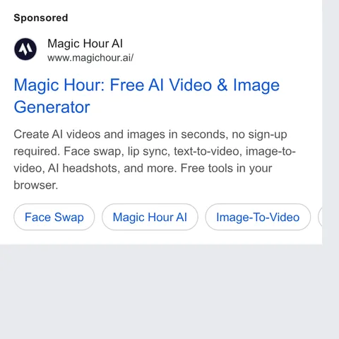 An ad Magic Hour is running