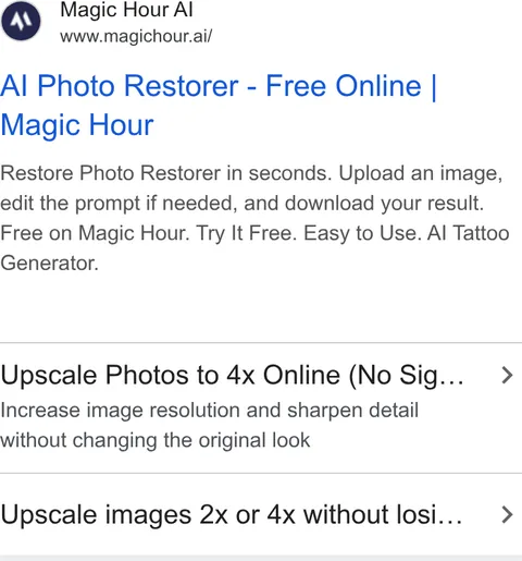 An ad Magic Hour is running