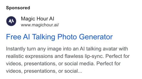 An ad Magic Hour is running