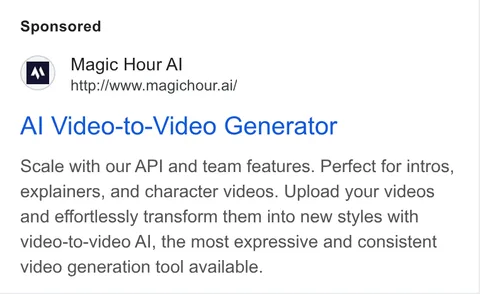 An ad Magic Hour is running