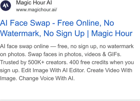An ad Magic Hour is running