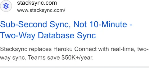 An ad Stacksync is running