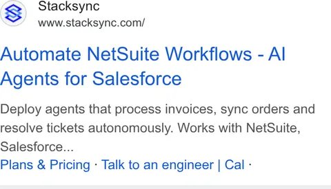 An ad Stacksync is running