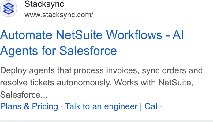 An ad Stacksync is running