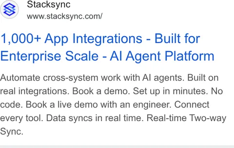 An ad Stacksync is running