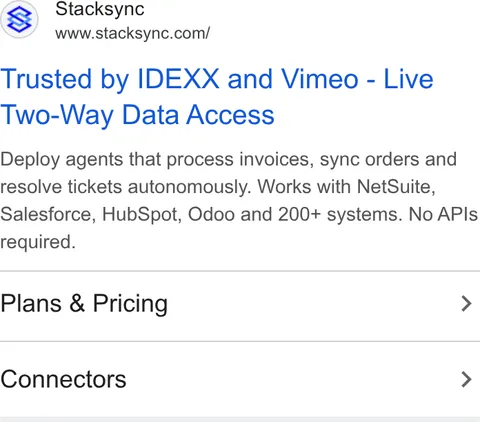 An ad Stacksync is running