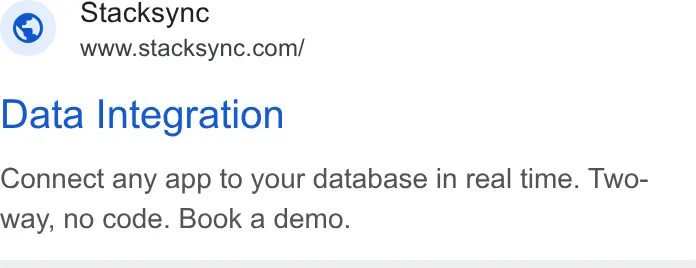 An ad Stacksync is running
